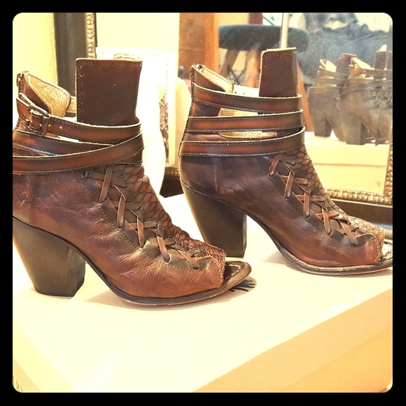 Freebird Eagle Open Toe Leather Booties 